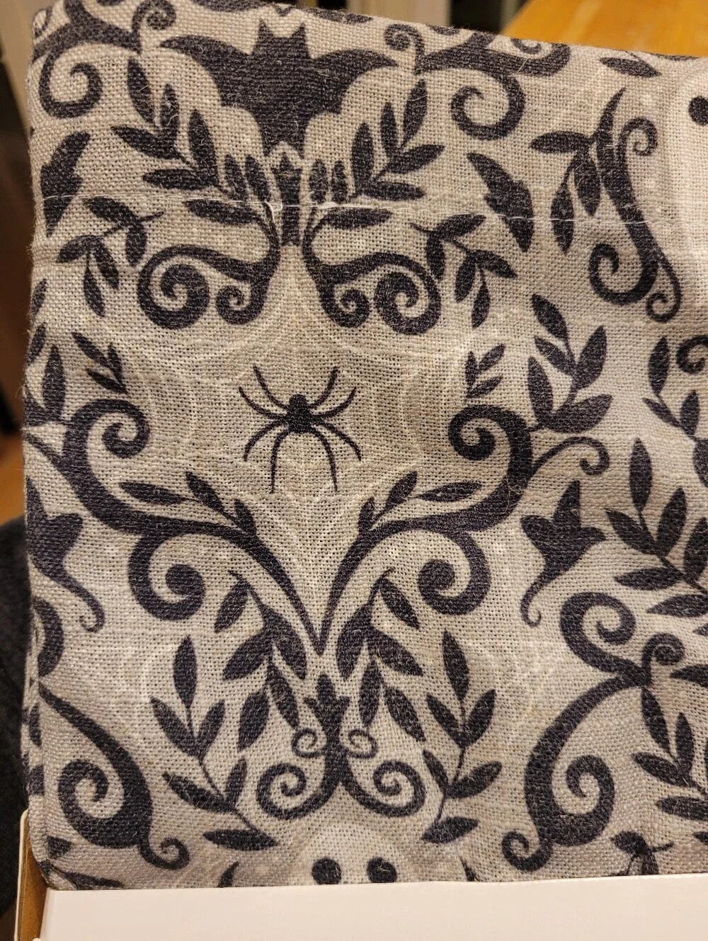 NEW Hallmark Black Gray And White Halloween Damask Shower Curtain Discontinued